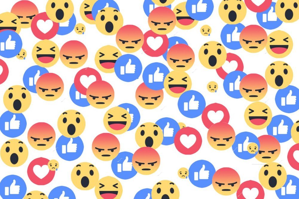 Collage of Facebook emoji's like thumbs up and smiley faces