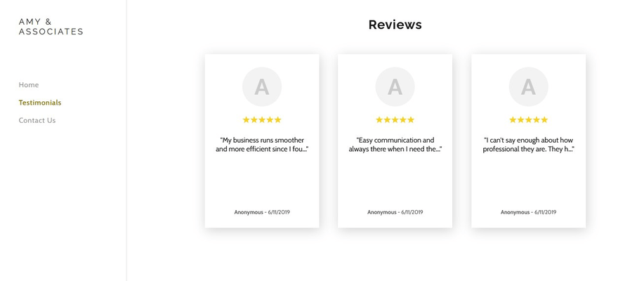 reviews from the website Amy & Associates
