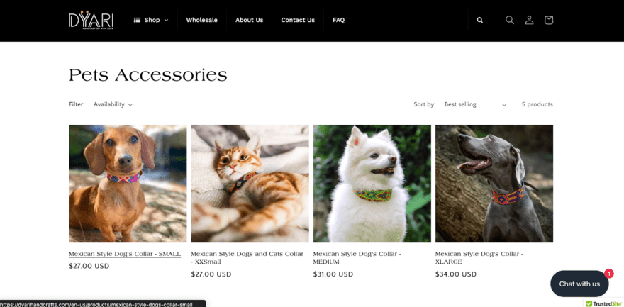 Gallery of cats and dogs on the Pet Accessories category of the Dyari store