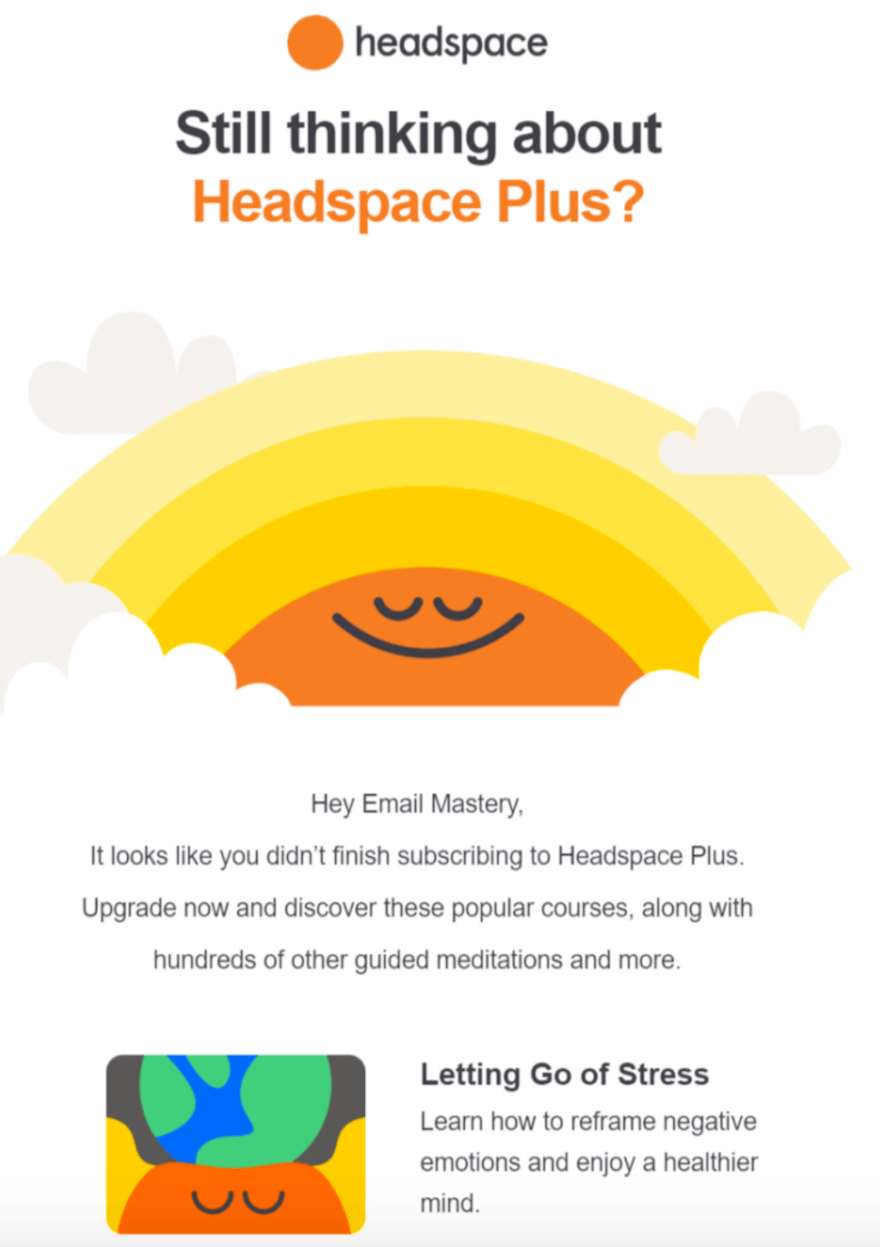 Headspace monthly newsletter example screenshot