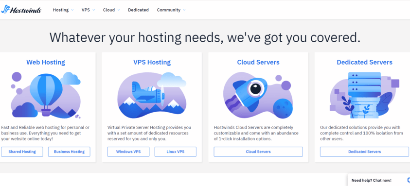 hostwinds hosting types