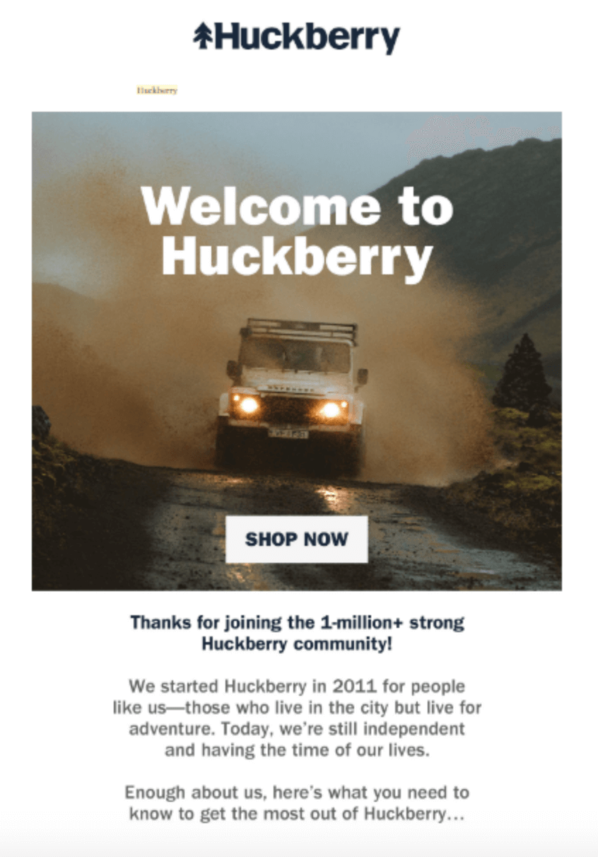 Huckberry monthly newsletter example screenshot