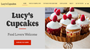 Homepage of Site123 free demo website featuring an image of cupcakes and a grey block with text