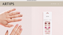 Artips homepage on pink with hands