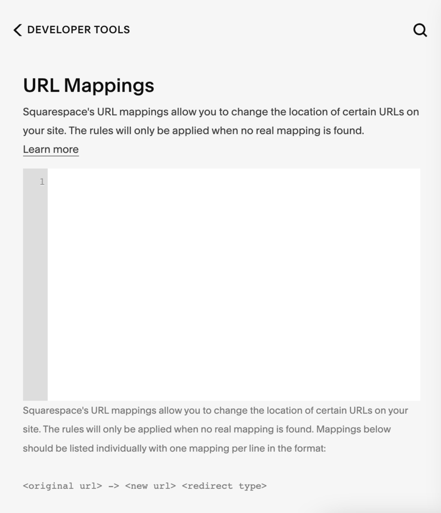 Squarespace URL mappigs feature