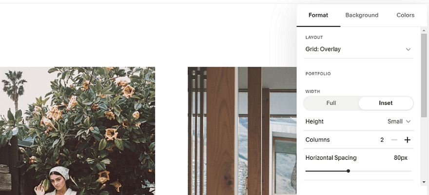 An example of Squarespace's editing tools