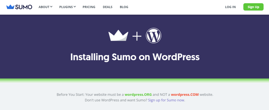 Sumo and WordPress information page