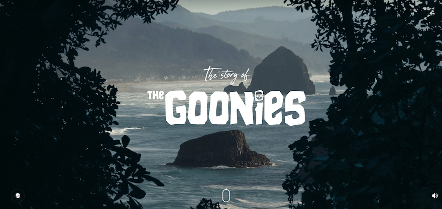 The Goonies website screenshot