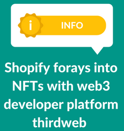 ariticle image on green about Shopify venturing into NFTs