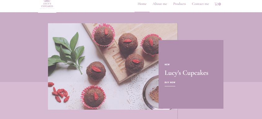 Homepage of Webflow demo website for Lucy's Cupcakes